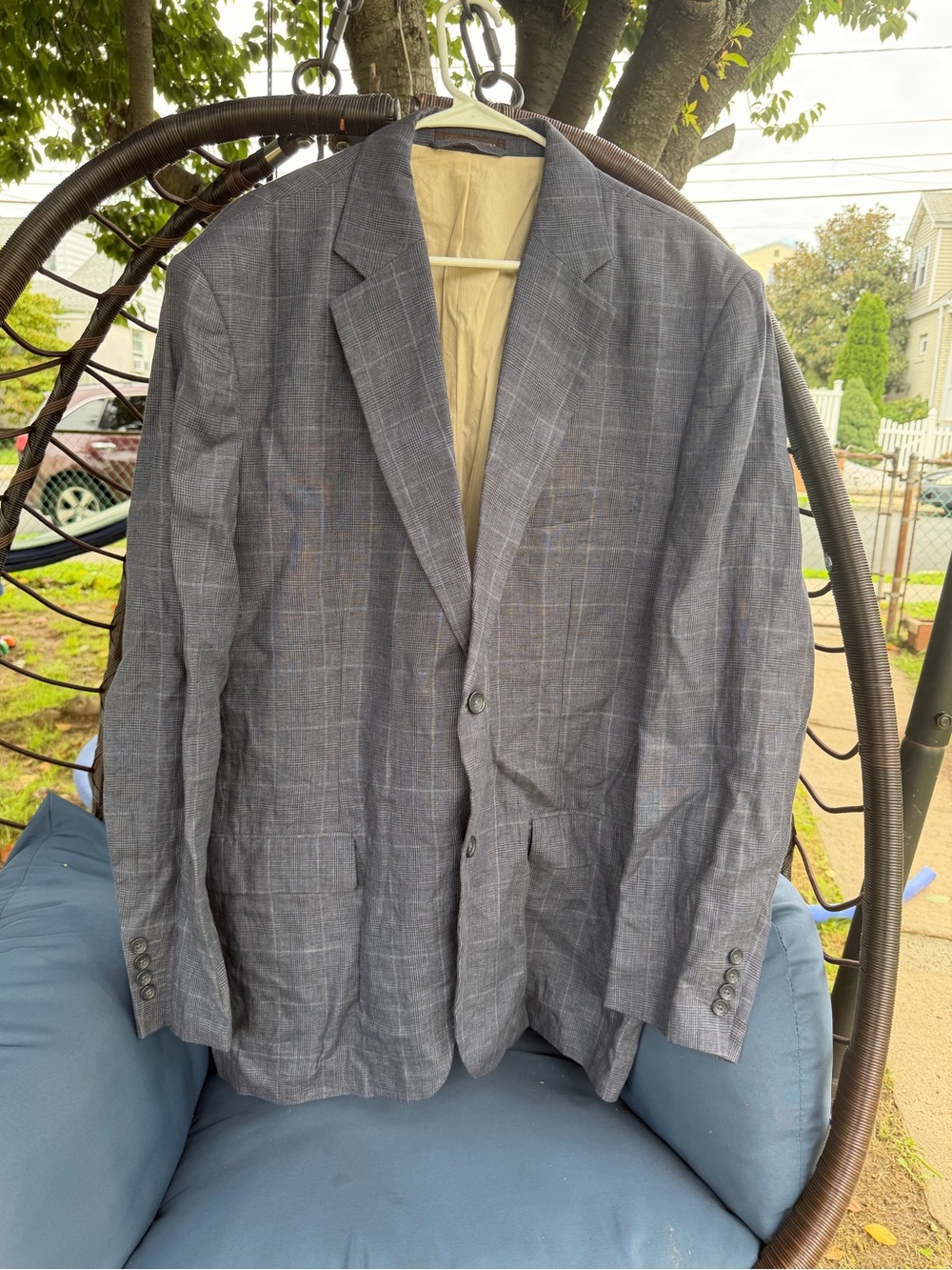 Tasso Elba Gray Windowpane Sport Coat with Subtle Check